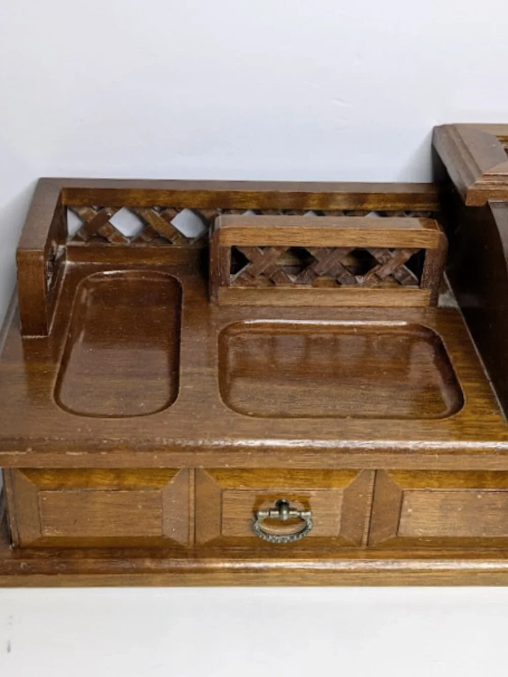 Vintage Wooden Roll Top Desk Valet Organizer
